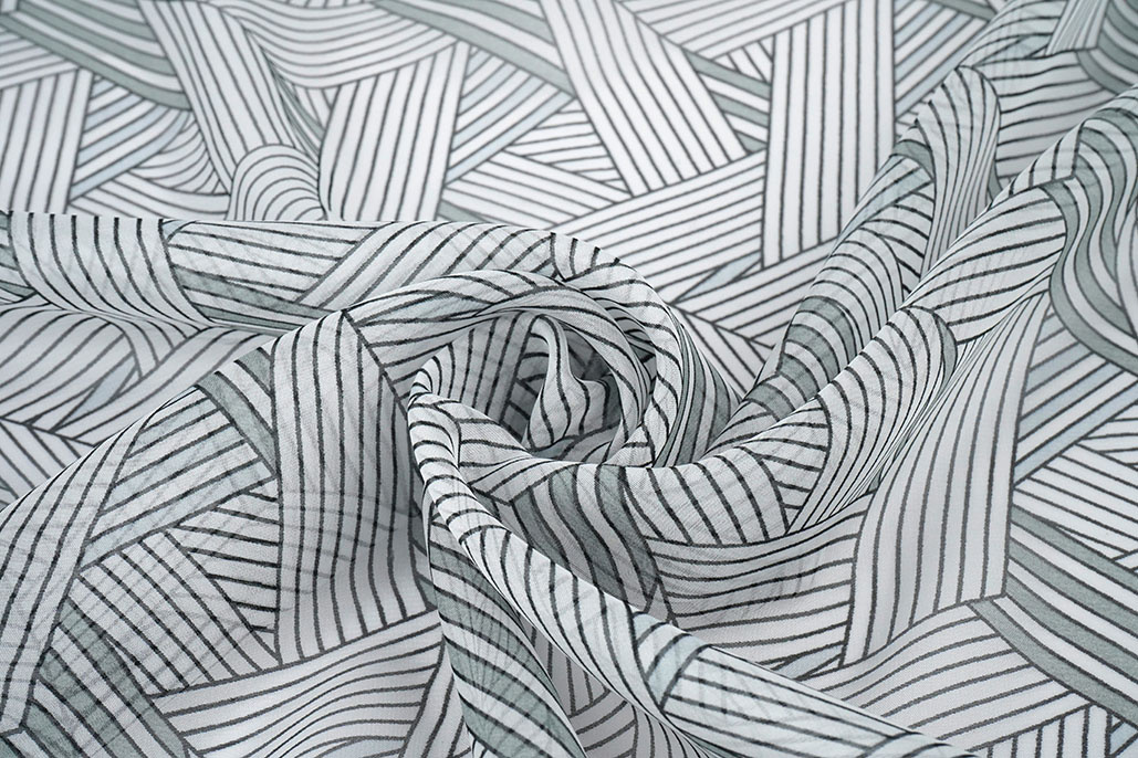 Chiffon Bedrukt Abstracte Lijnen Multi 3