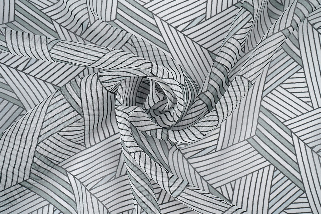 Chiffon Bedrukt Abstracte Lijnen Multi 3
