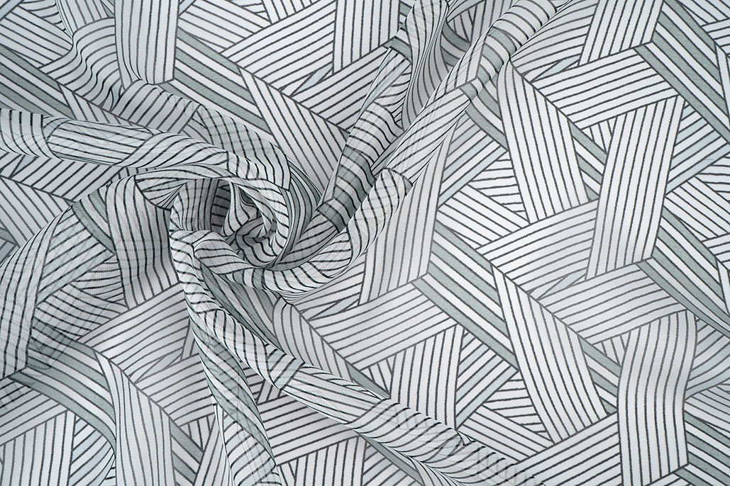 Chiffon Bedrukt Abstracte Lijnen Multi 3
