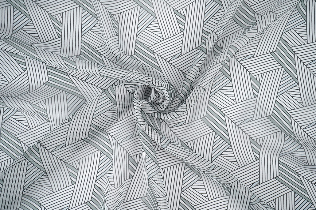 Chiffon Bedrukt Abstracte Lijnen Multi 3
