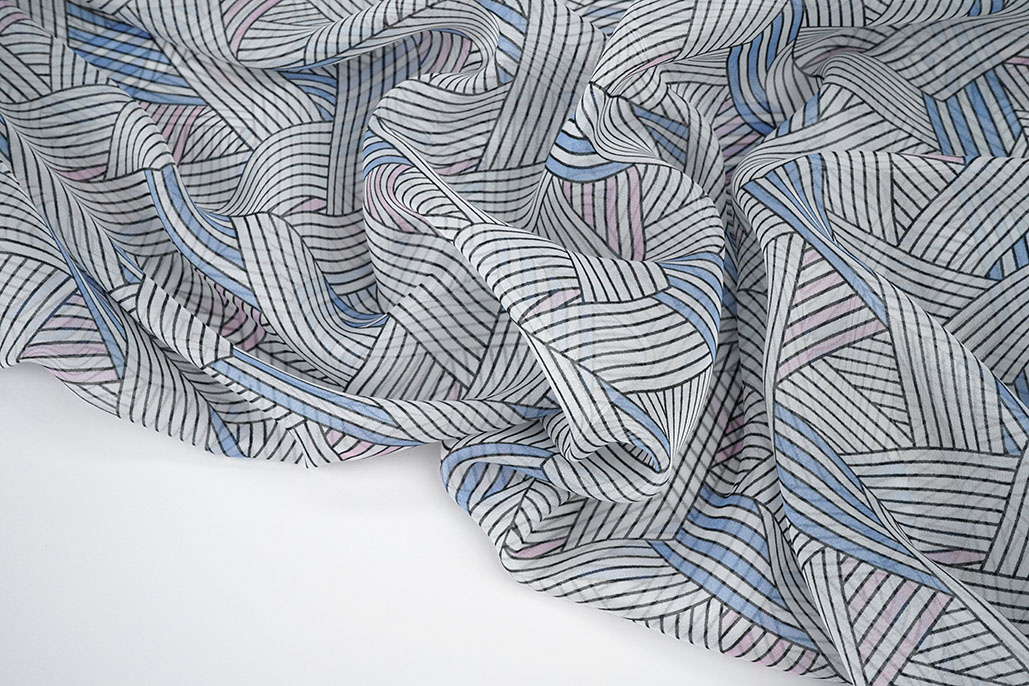 Chiffon Printed Abstract Lines Multi 1
