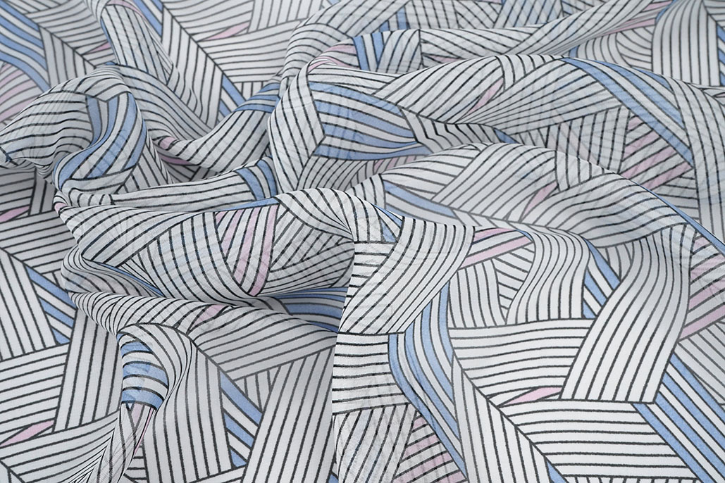 Chiffon Bedrukt Abstracte Lijnen Multi 1