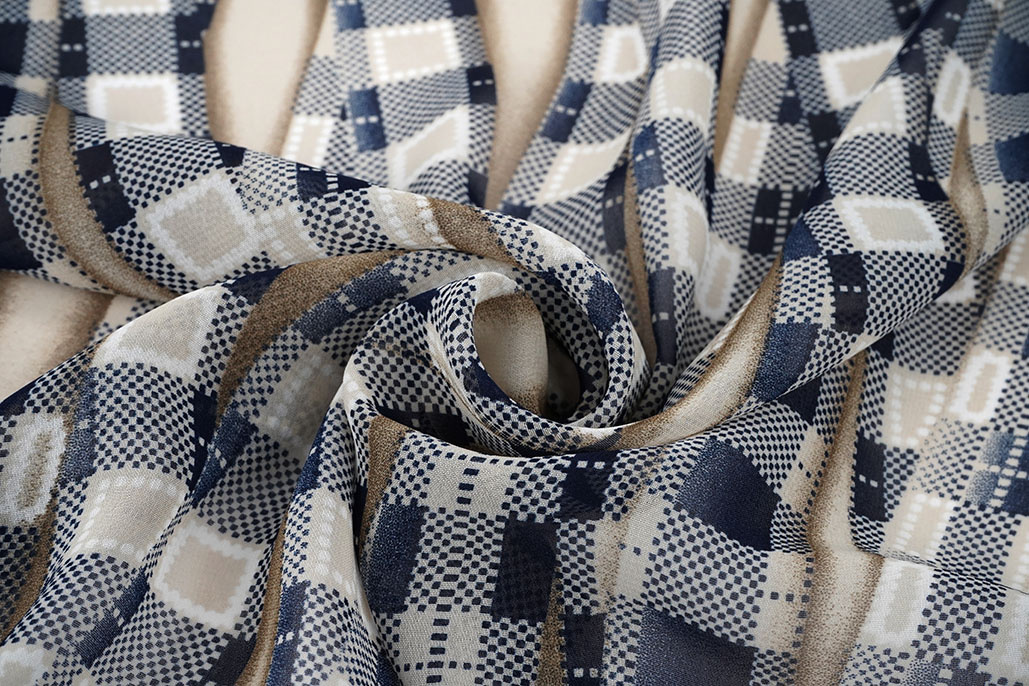 Chiffon Bedruckt Bari Sand Marine