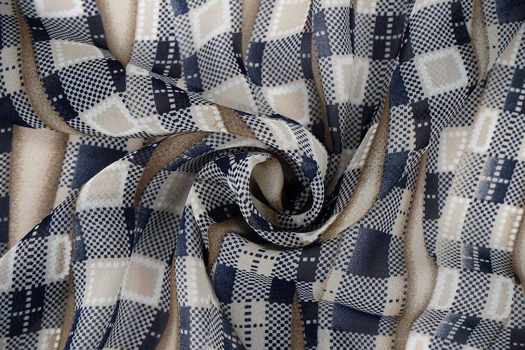 Chiffon Bedruckt Bari Sand Marine