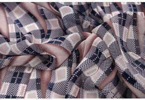 Chiffon Bedruckt Bari Rosa Marine