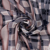 Chiffon Bedrukt Bari Roze Marine