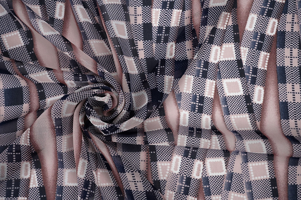 Chiffon Printed Bari Pink Navy