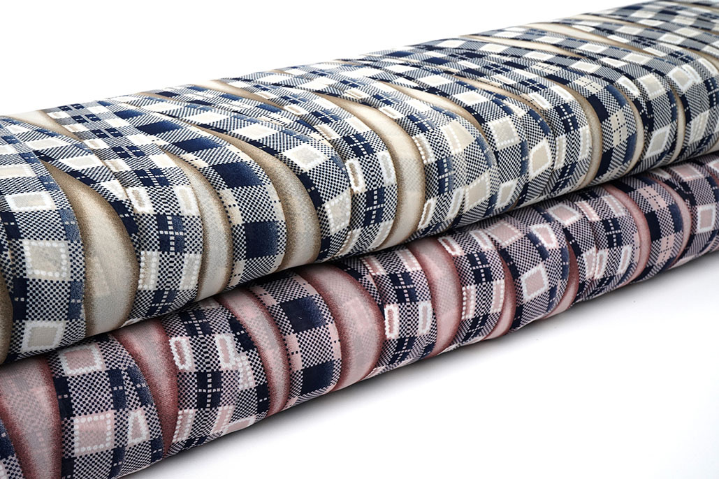 Chiffon Bedruckt Bari Sand Marine