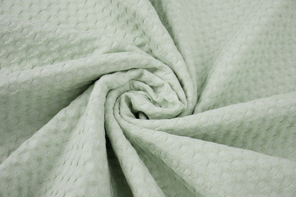 Luxury Cotton Waffle Pique Light Old Mint Green