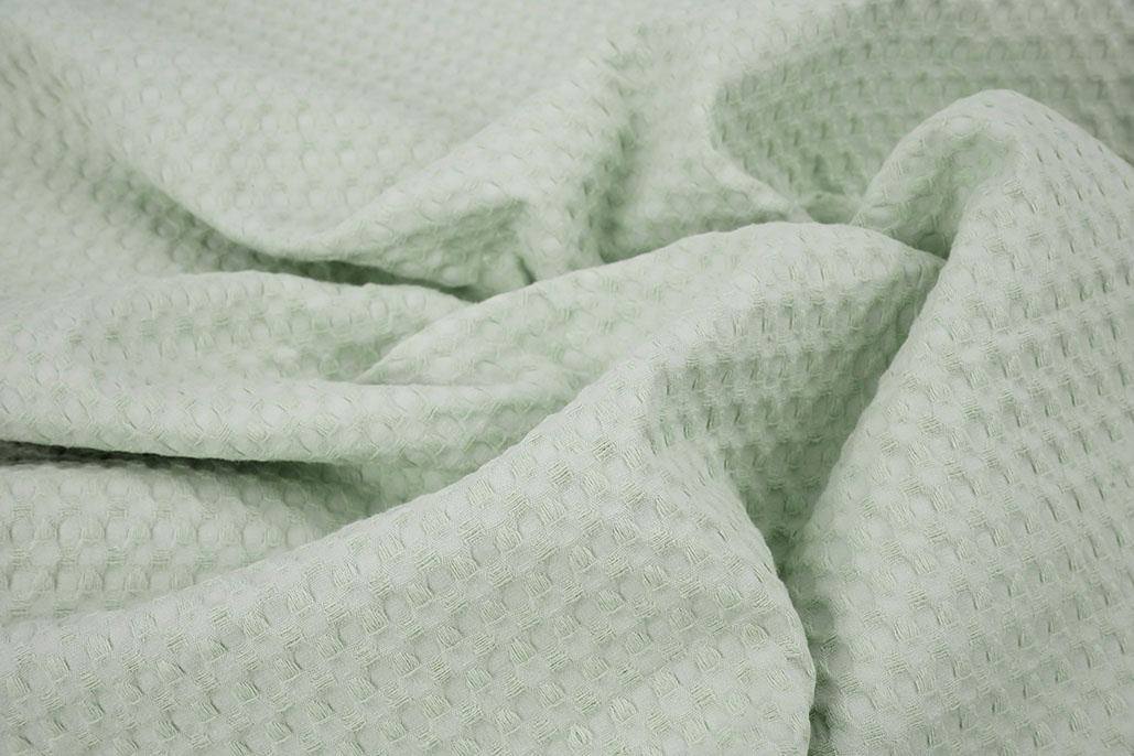 Luxury Cotton Waffle Pique Light Old Mint Green