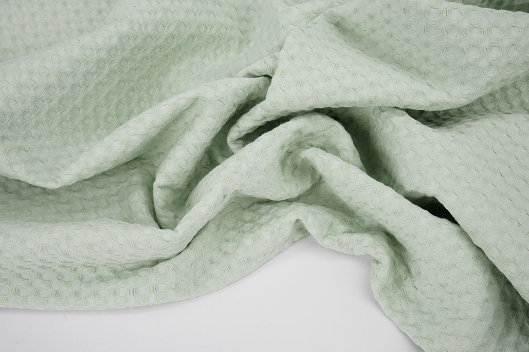 Luxury Cotton Waffle Pique Light Old Mint Green