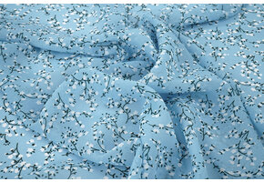 Chiffon Bedruckt Blütenzweig Hellblau