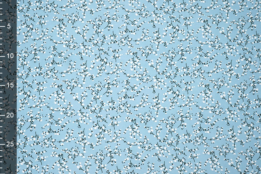 Chiffon Printed Blossom Branch Light Blue