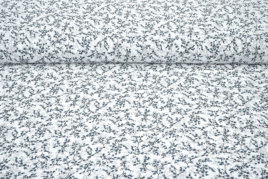 Chiffon Bedruckt Blütenzweig Off-White