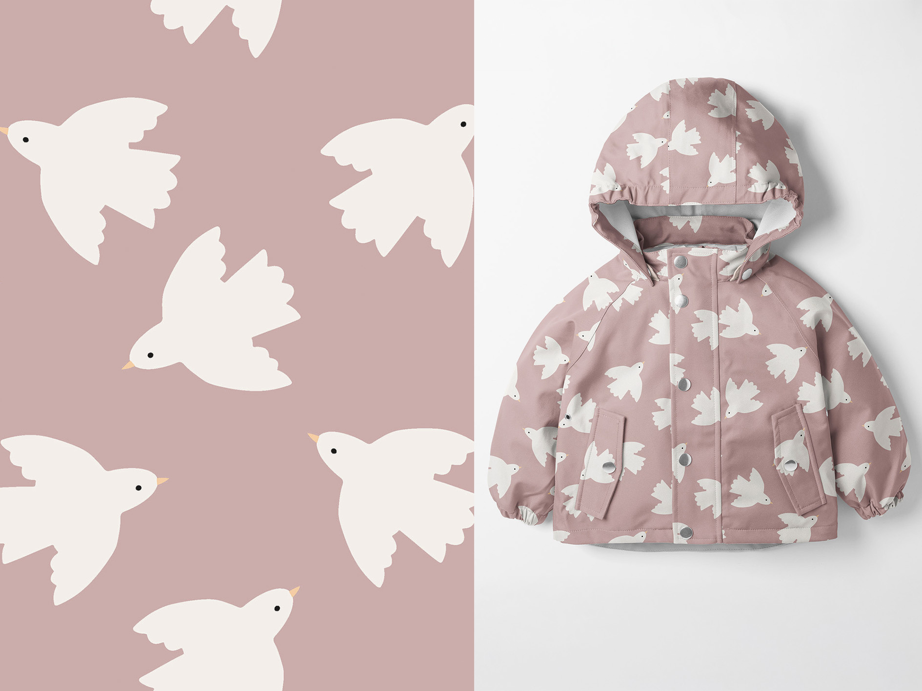 Aqua Protect (waterdicht) Vogels Roze