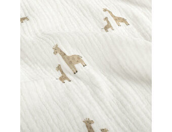 Baumwoll Musselin Giraffe Off-White