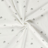 Baumwoll Musselin Elefant Off-White