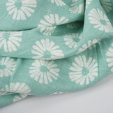 Gewassen Linnen Bloemen Mint Groen