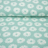 Gewassen Linnen Bloemen Mint Groen