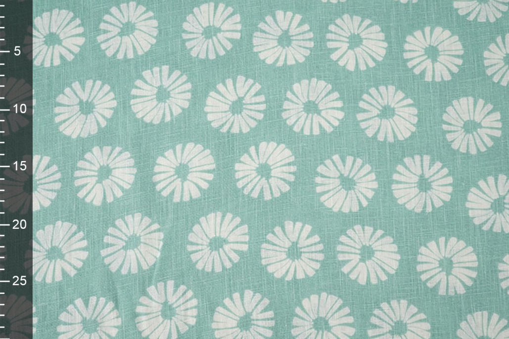 Washed Linen Flowers Mint Green