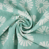 Gewassen Linnen Bloemen Mint Groen