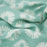 Washed Linen Flowers Mint Green