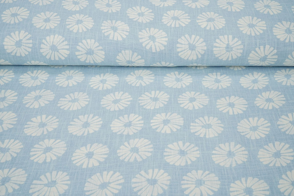 Gewassen Linnen Bloemen Licht Blauw