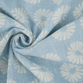 Washed Linen Flowers Light Blue