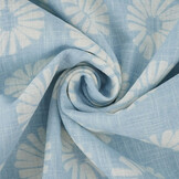 Gewassen Linnen Bloemen Licht Blauw