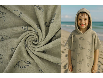 Stretch Frottee Dino's Moosgrün