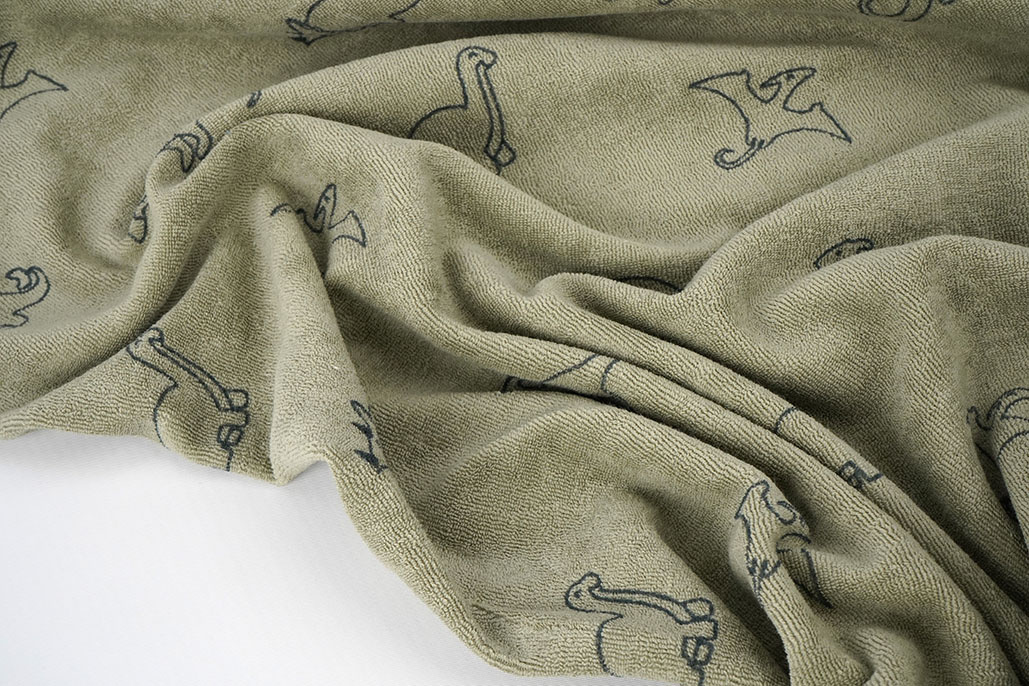 Stretch Terry Cloth Dino's Moss Green