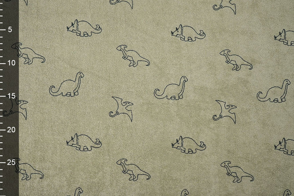 Stretch Frottee Dino's Moosgrün