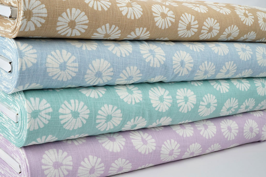 Washed Linen Flowers Light Blue