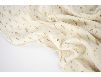 Baumwoll Musselin Wilde Blumen Natürlich