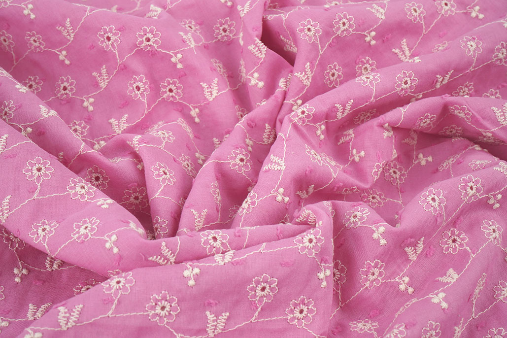 Broderie Katoen Zara Roze