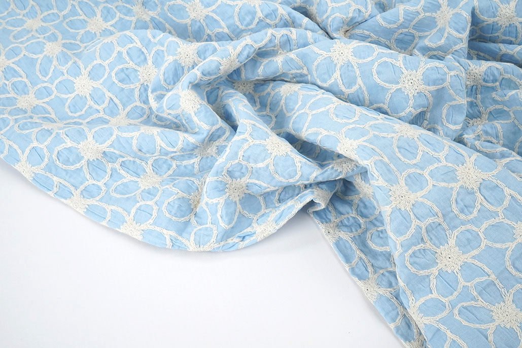 100% Baumwolle Stickerei Coco Blau