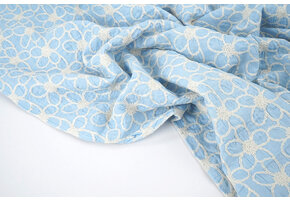 100% Katoen Geborduurd Coco Blauw