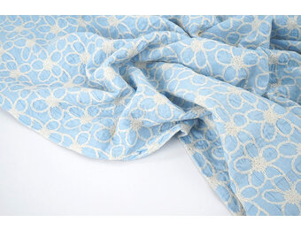 100% Cotton Embroidery Coco Blue