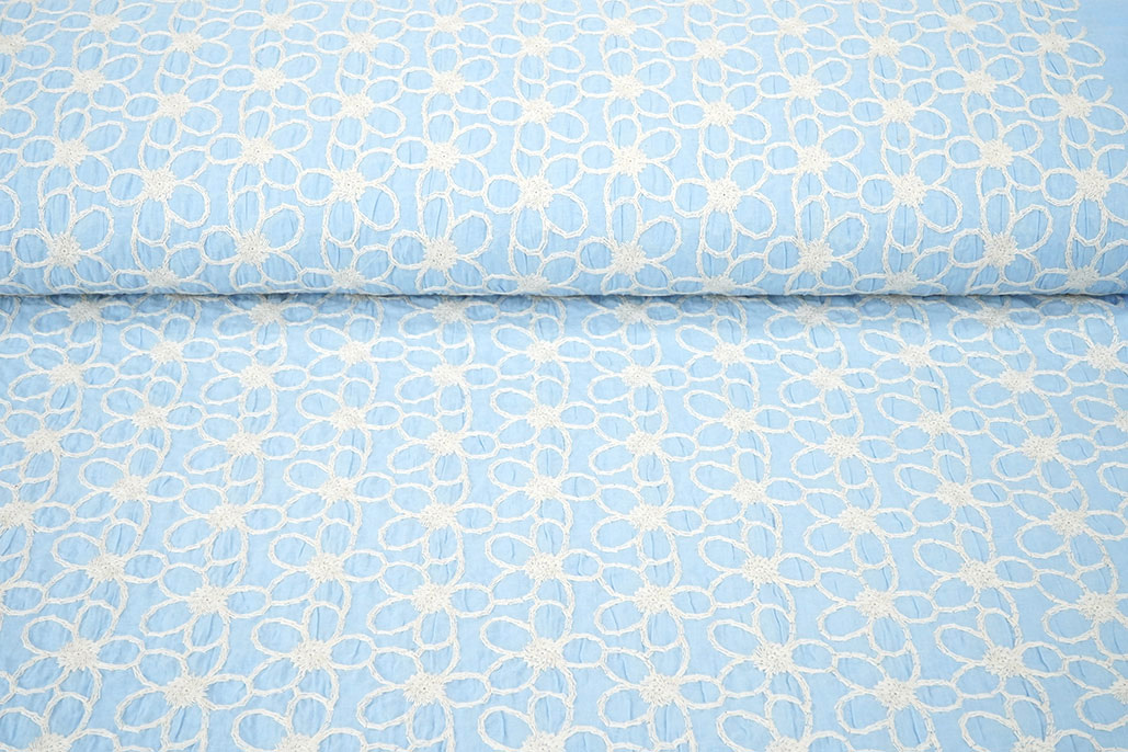 100% Baumwolle Stickerei Coco Blau