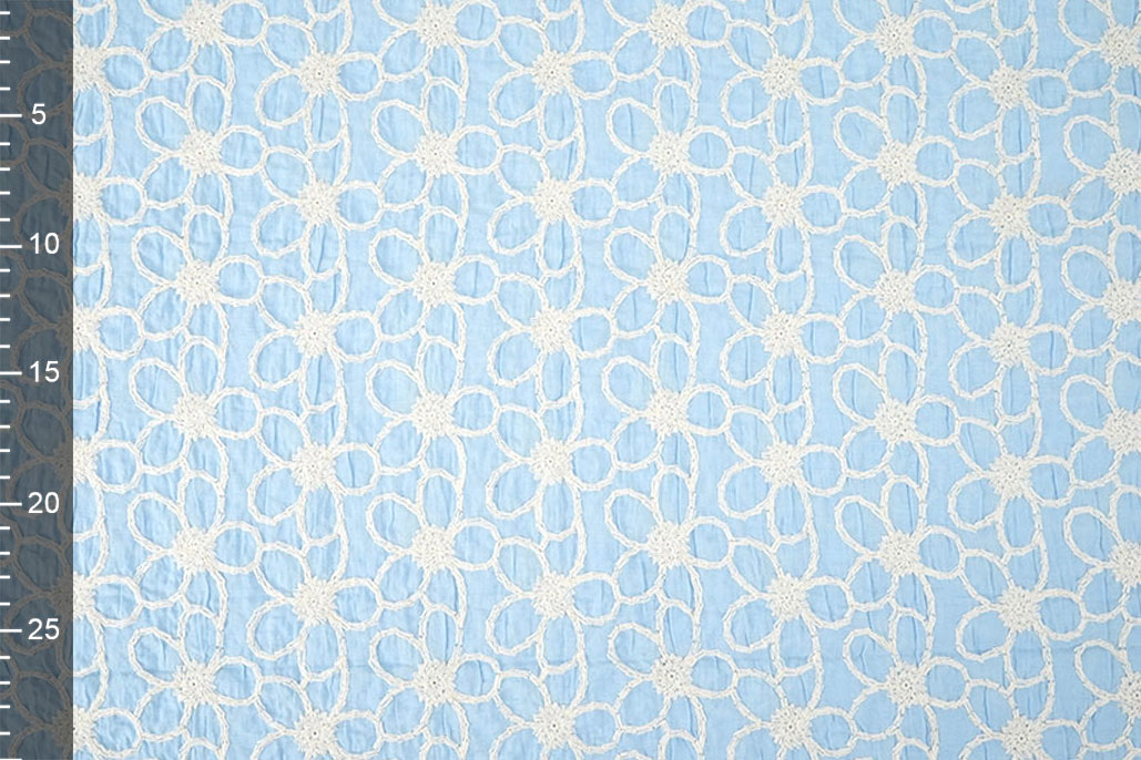 100% Katoen Geborduurd Coco Blauw