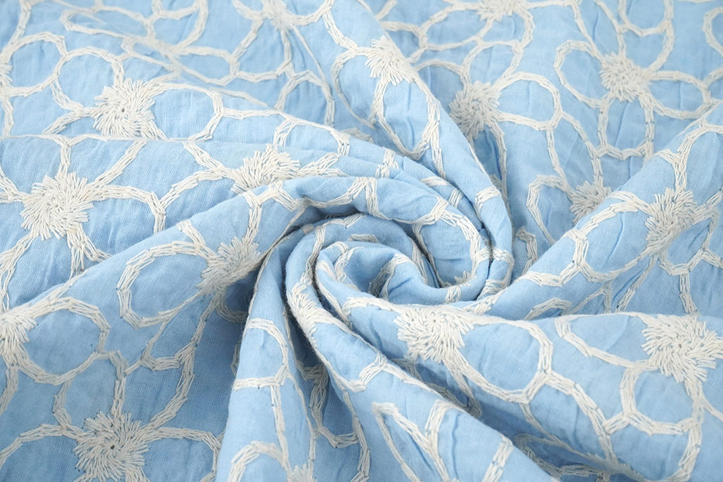 100% Baumwolle Stickerei Coco Blau