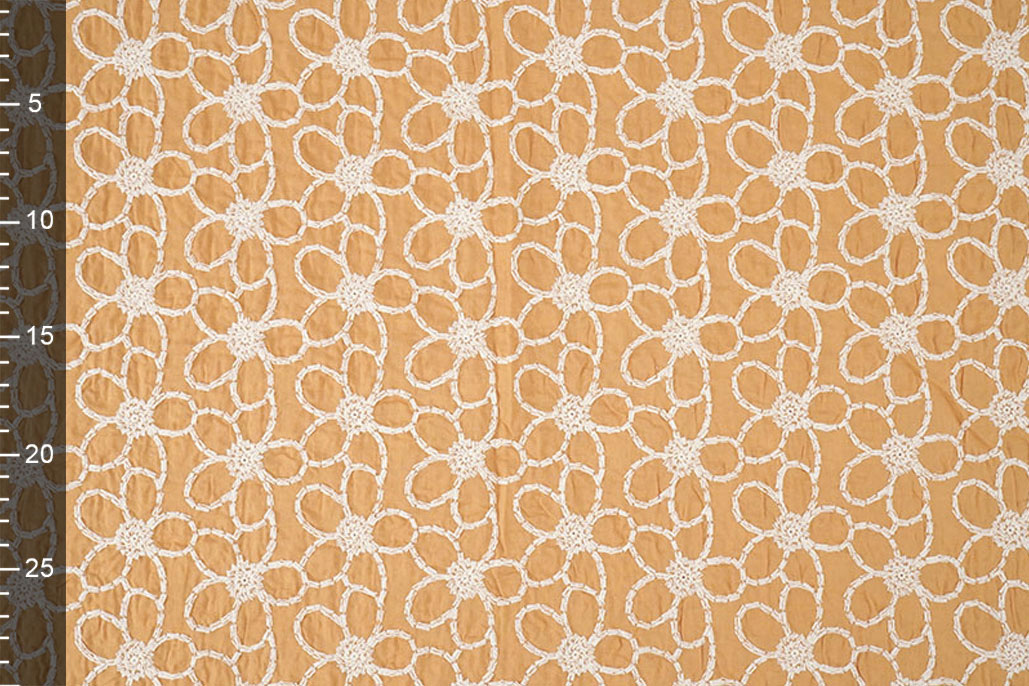 100% Katoen Geborduurd Coco Oker