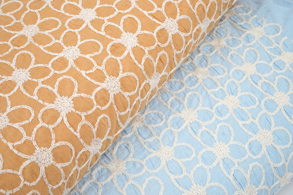 100% Cotton Embroidery Coco Ocher
