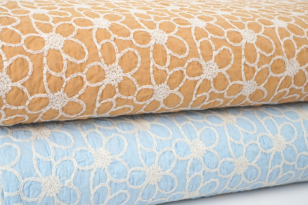 100% Baumwolle Stickerei Coco Blau