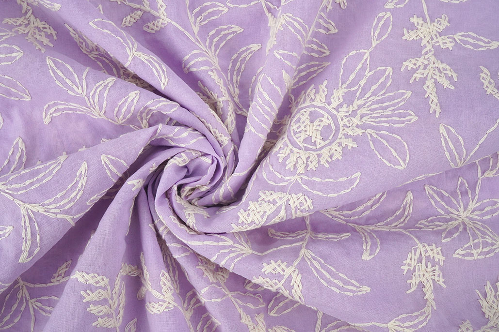 100% Cotton Embroidery Anna Lilac
