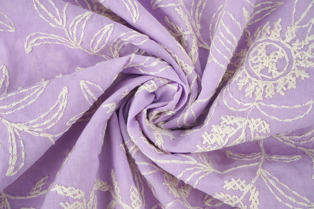 100% Cotton Embroidery Anna Lilac