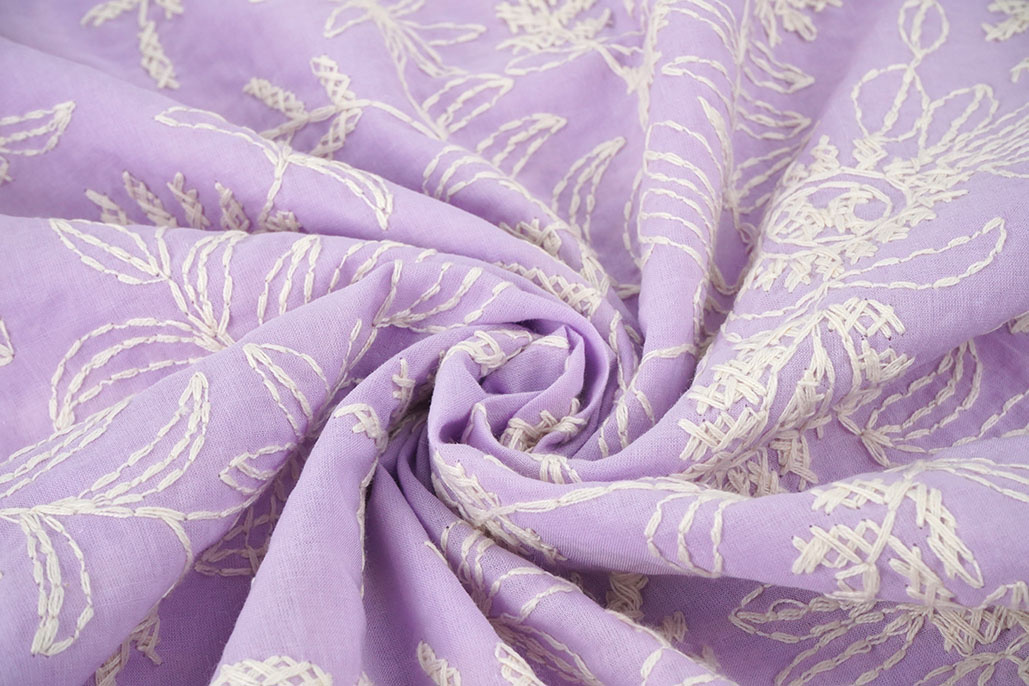 100% Cotton Embroidery Anna Lilac