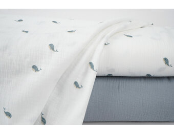 Baumwoll Musselin Walfisch Off-White