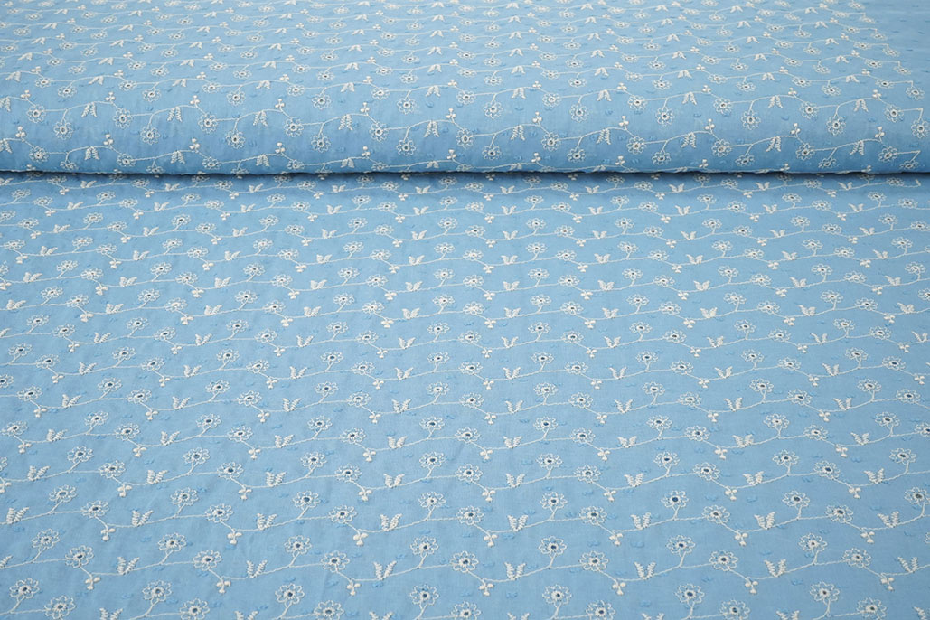 Stickerei Baumwolle Zara Blau