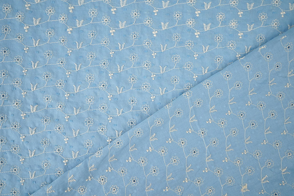 Broderie Katoen Zara Blauw